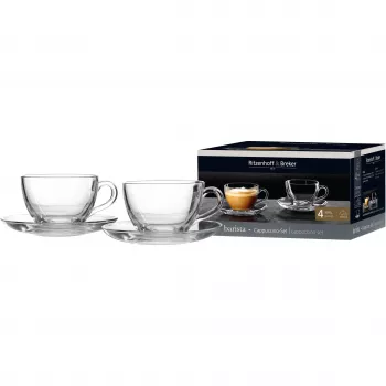Ritzenhoff & Breker BARISTA Σετ καπουτσίνο, 4 τεμ., διαφανές γυαλί, 220 ml κούπες, πλυντήριο πιάτων 822021