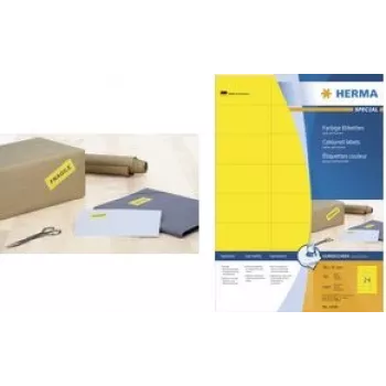 HERMA 4237 Στρογγυλεμένες ορθογώνιες κίτρινες αυτοκόλλητες ετικέτες, 10 x 15 mm, 18900 ανά ρολό