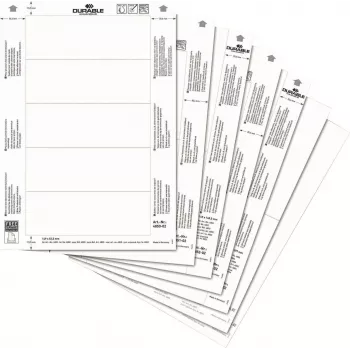 DURABLE Ένθετες ετικέτες A4 210 x 297 mm, 10 φύλλα, Λευκό, Χαρτόνι 170 g/m², Laser/Inkjet 485602