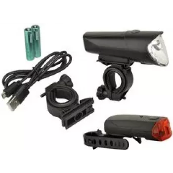 FISCHER Σετ φωτισμού LED ποδηλάτου 40/20/10 Lux, εγκεκριμένο StVZO, Μαύρο (85346)