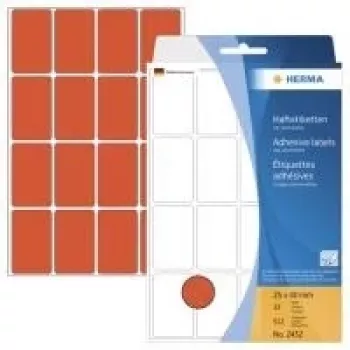 HERMA Μόνιμες ετικέτες κόκκινες 25 x 40 mm 512 ετικέτες (32 φύλλα x 16) 2452