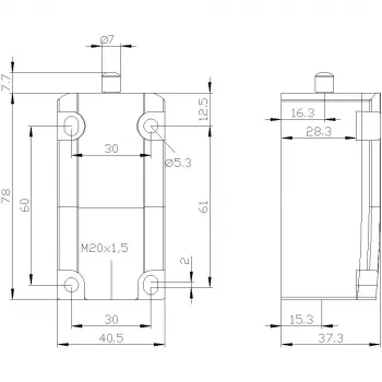 SIEMENS SIRIUS 3SE5 Βασικός διακόπτης για διακόπτη θέσης 3SE5112-0, Μεταλλικό κουτί, 1NO+1NC ταχεία μετάβαση, IP66/IP67, είσοδος καλωδίου M20 3SE51120LA00