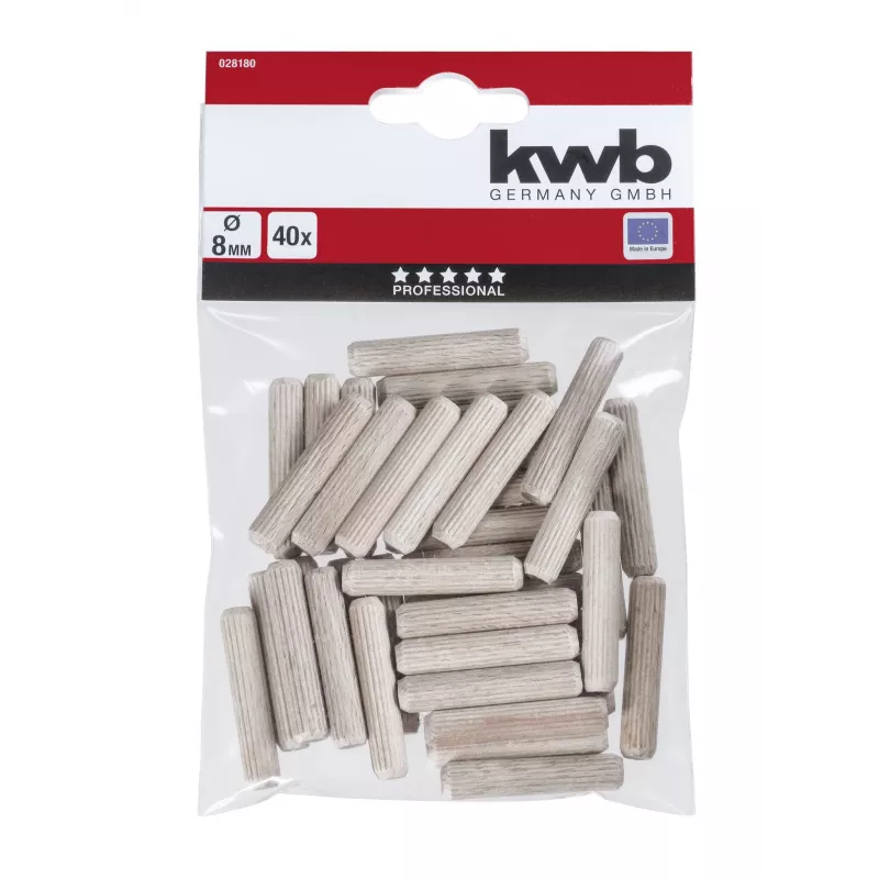 KWB 028180 ξύλινα καβίλια 8 x 40 mm, 40 τεμ., οξιά