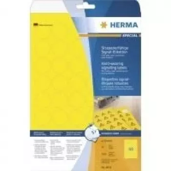 HERMA Special 8034 αυτοκόλλητες ανθεκτικές στις καιρικές συνθήκες ματ ετικέτες φύλλου για εξωτερικούς χώρους, κίτρινες, 30 x 30 mm, 1200 ετικέτες (25 φύλλα x 48)