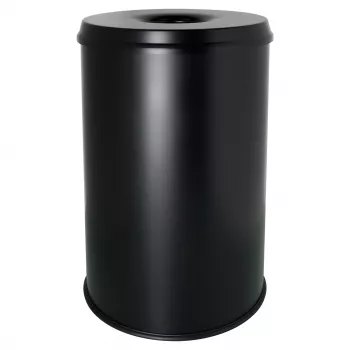 HELIT H2515695 μεταλλικός κάδος απορριμμάτων με καπάκι πυρόσβεσης, 30 L, μαύρος, στρογγυλός, Ø335 x 470 mm