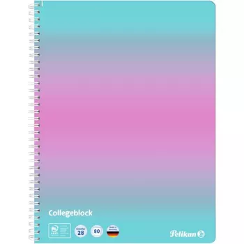 Pelikan Collegeblock Color Edition A4 Mint/Rosé με γραμμές και 2 περιθώρια, 80 φύλλα, 70 g/m² χωρίς ξύλο, 4 τρύπες, 1 τεμ. 400197019