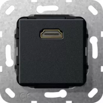 Gira Θύρα HDMI τοίχου 2.0a+ HDR, 1-Port, μαύρο ματ 567010