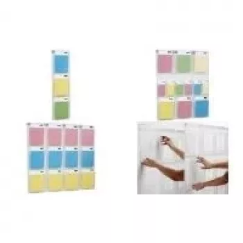 HELIT PLACATIV Βάση τοίχου, 6 A4 κάθετα + 12 θήκες 1/3 A4, διαφανές SAN, βάθος 35 mm H6812302
