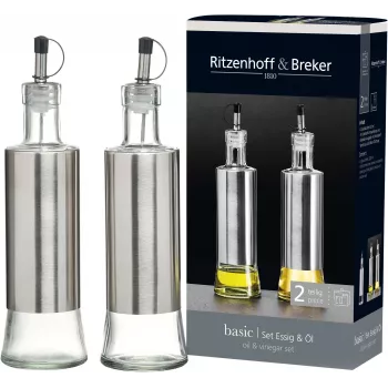 Ritzenhoff & Breker BASIC Σετ ξιδιού & λαδιού, γυαλί με θήκη ανοξείδωτου χάλυβα, 250 ml, 2 τεμ. 823523