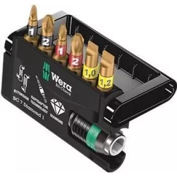 Wera Bit-Check 7 Diamond 1 Σετ bit κατσαβιδιού, 7 τεμ., 1/4 ίντσες εξάγωνο, 25 mm, Phillips & Pozidriv, διαμαντοεπικαλυμμένα 05057416001