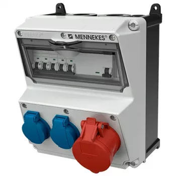 MENNEKES AMAXX Συνδυασμός πριζών, IP44, 32A, 400V, 1x CEE 32A 5p, 2x Schuko 16A, διακόπτης προστασίας FI 30mA, διακόπτης προστασίας γραμμής 920080