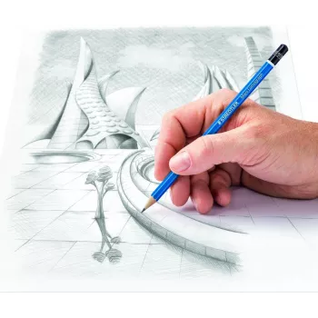 STAEDTLER Mars Lumograph 100 G24 σετ μολυβιών σχεδίασης, 24 διαφορετικοί βαθμοί σκληρότητας σε μεταλλικό κουτί, μπλε εξαγωνικό