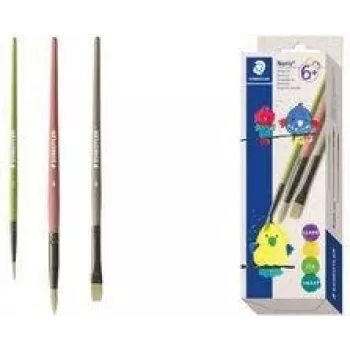 STAEDTLER Noris σετ συνθετικών πινέλων, 3 τεμ., διάφορα χρώματα, λαβές από ανακυκλωμένο πλαστικό, μεταλλικά δακτυλίδια (989R-S BK3)