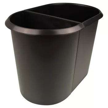 HELIT the double Καλάθι Αχρήστων, Οβάλ, 20 L, Μαύρο, PE, Χωρίς Καπάκι, Μέρος 1 (H6103795)