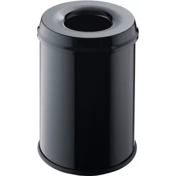 Helit H2515495 Μεταλλικός Κάδος Απορριμμάτων με Καπάκι Πυρόσβεσης, 15 Λίτρα, Μαύρο, Στρογγυλός