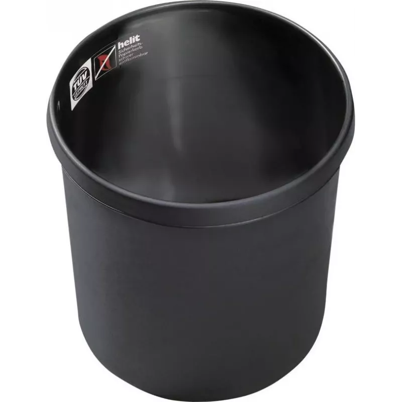 HELIT H6106495 Στρογγυλός πυρίμαχος κάδος απορριμμάτων, 18 L, μαύρο