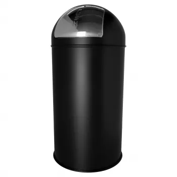 HELIT H2401495 50L μαύρος στρογγυλός χαλύβδινος κάδος απορριμμάτων με καπάκι ταλάντωσης