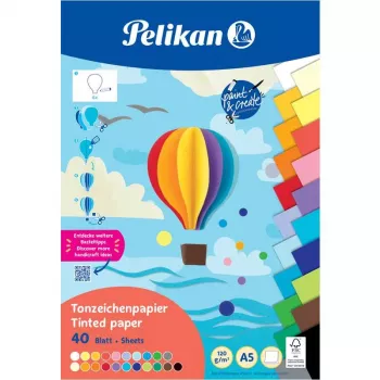 Pelikan Πολύχρωμο μπλοκ χαρτονιού DIN A5, 40 φύλλα, 120 g/m², 21 χρώματα, κολλημένο στο πάνω μέρος 300002259