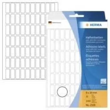 HERMA 2320 Αυτοκόλλητες ετικέτες χαρτιού, λευκές, 8 x 20 mm, 2240 ετικέτες (32 φύλλα x 70)