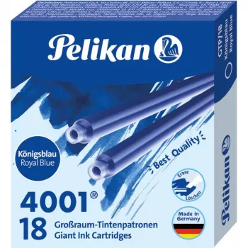 Pelikan 4001 GTP/18 βασιλικού μπλε τυπικές μεγάλες φύσιγγες μελάνης, συσκευασία 18 τεμ. 300735