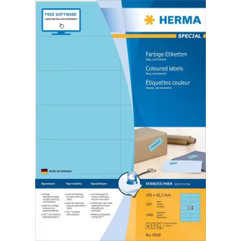 HERMA 4558 Ορθογώνιες μπλε αυτοκόλλητες ετικέτες, 13 x 38 mm, 1400 ετικέτες