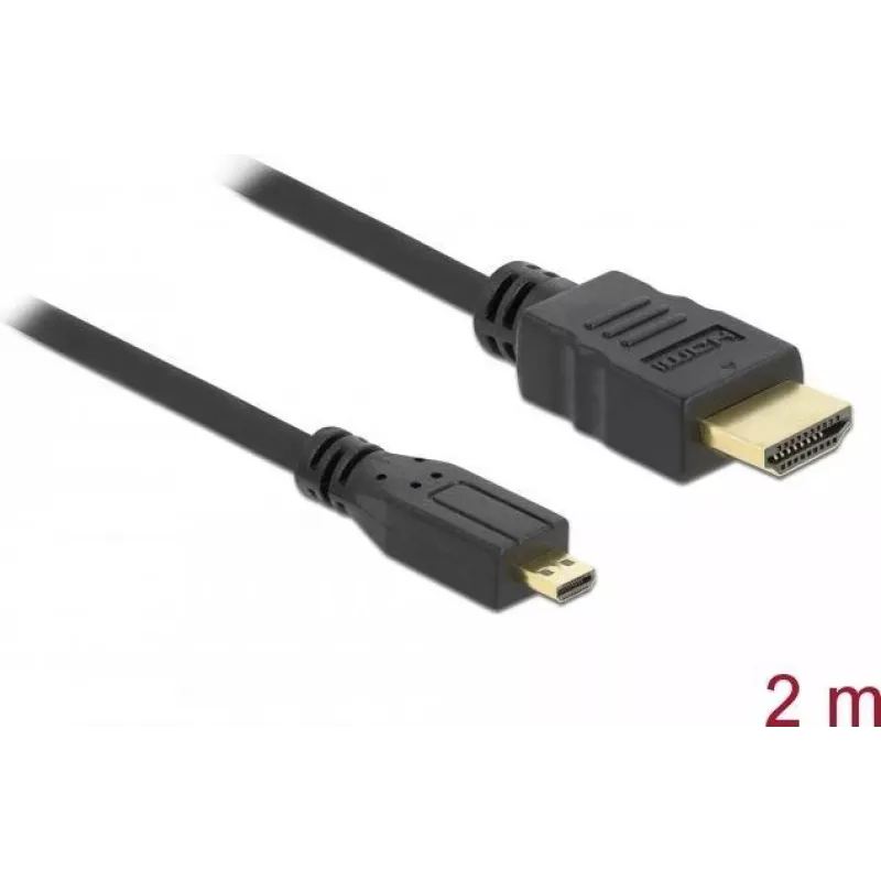 DeLOCK καλώδιο HDMI σε Micro-HDMI 2 m, 32 AWG, High Speed με Ethernet, 4K 82664
