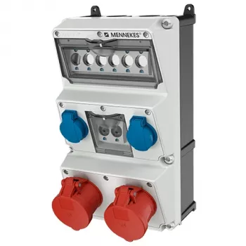 MENNEKES AMAXX επιτοίχιος συνδυασμός πριζών 930014, 32A 400V, 2x CEE + 2x Schuko, IP44