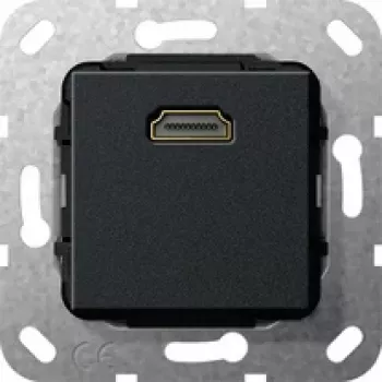 Gira System 55 μονάδα HDMI, 1 θέσης, HDMI Type-A υποδοχή θηλυκή σε υποδοχή θηλυκή, μαύρο 566910