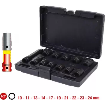 KS TOOLS 1/2 ίντσες σετ καρυδάκια κρουστικά εξάγωνα, κοντά, 12 τεμ. (515.0112)