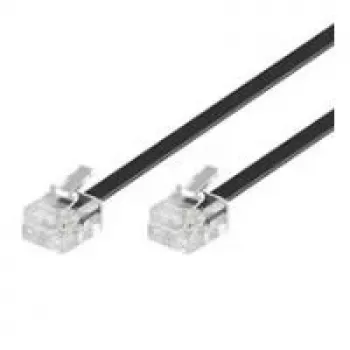 Wentronic Goobay αρθρωτό καλώδιο σύνδεσης, μαύρο, 15 m - βύσμα αρσενικό RJ11/RJ14 (6P4C) σε βύσμα αρσενικό RJ11/RJ14 (6P4C) 50320