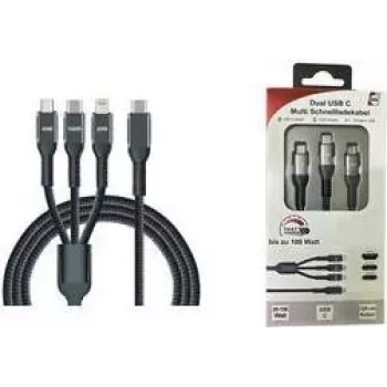 IWH Καλώδιο φόρτισης USB USB-C, Micro-USB, Apple Lightning, 1,2 m, μαύρο 019057