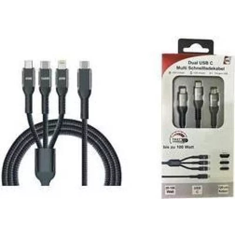 IWH Καλώδιο φόρτισης USB USB-C, Micro-USB, Apple Lightning, 1,2 m, μαύρο 019057