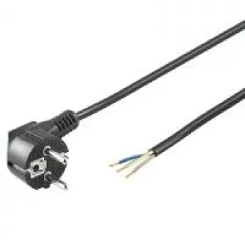 Wentronic Goobay Γωνιακό καλώδιο ρεύματος Schuko, ανοιχτό άκρο, 3 m, Μαύρο 96033