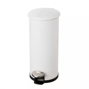 helit the zinc Κάδος απορριμμάτων με πεντάλ 20L Λευκός Σκόνη βαμμένος χάλυβας Στρογγυλός Soft-Close H2406605
