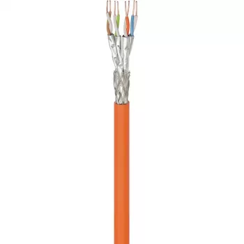 Wentronic Goobay Καλώδιο εγκατάστασης Cat.7 S/FTP (PiMF) συμπαγούς χαλκού, 100 m, LSZH, πορτοκαλί 91888