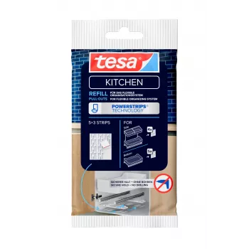 tesa KITCHEN Powerstrips Σετ αναπλήρωσης για συρτάρια ντουλαπιών – 15 αυτοκόλλητες ταινίες, λευκό (70064-00000-00)