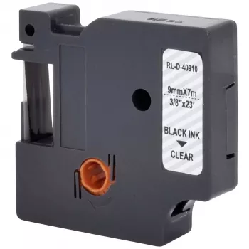 Renkforce RF-LT-D40910 Συμβατή ταινία σήμανσης για DYMO D1 - 40910, 9 mm, διαφανές, μαύρο, 7 m RF-6027842