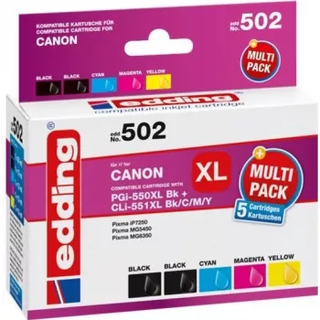 Edding EDD-502 E Συμβατά δοχεία μελάνης Multi-Pack για Canon PGI-550PGBK XL, CLI-551 C/M/Y XL (μαύρο, cyan, magenta, κίτρινο)
