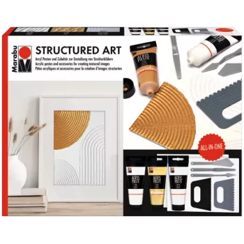 Marabu STRUCTURED ART Σετ πάστας δομής ακρυλικού, 3 x 100 ml, λευκό, υδατοδιαλυτό, κρεμώδες-παχύρρευστο, ματ επιφάνεια 1202000000088