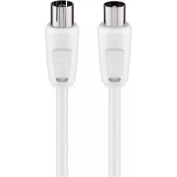 Wentronic Goobay καλώδιο κεραίας, 100% θωρακισμένο, λευκό, 1,5 m - βύσμα αρσενικό ομοαξονικό σε υποδοχή θηλυκή ομοαξονική (50717)