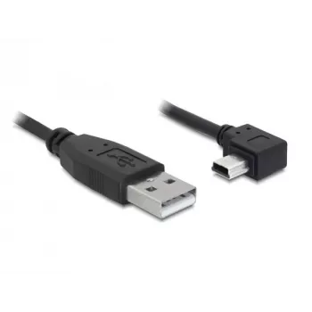 Delock καλώδιο USB 2.0 USB-A βύσμα αρσενικό σε Mini USB-B 5-Pin βύσμα αρσενικό γωνιακό, 1m, μαύρο 82681