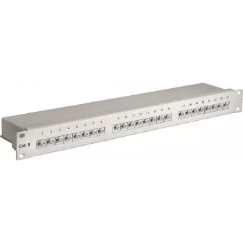 Wentronic Goobay CAT 6 24-Port STP Patch Panel, 19 ίντσες 1U, γκρι 94036