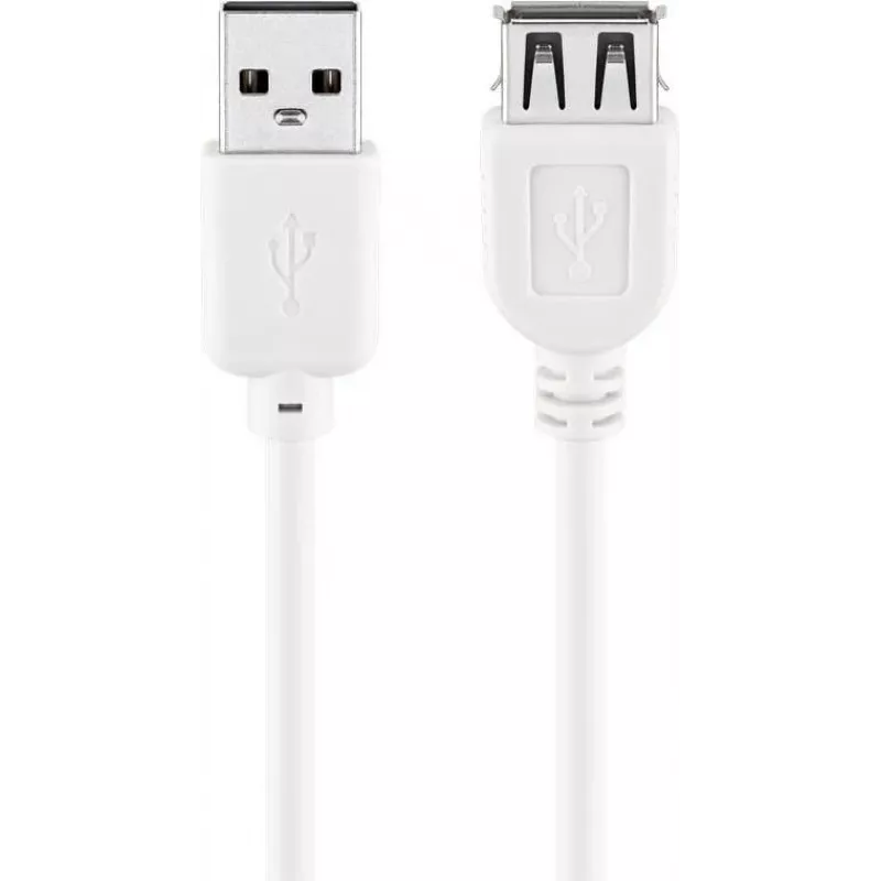 Wentronic καλώδιο επέκτασης USB 2.0 A βύσμα αρσενικό σε υποδοχή θηλυκή 5m λευκό 96288