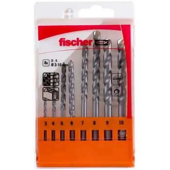 Fischer D-S 543027 Σετ σπειροειδών τρυπανιών για πέτρα 8 τεμ.