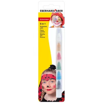 FABER-CASTELL EBERHARD FABER 6-in-1 μολύβι μακιγιάζ, 6 χρώματα σε 1 μολύβι, υψηλή κάλυψη, για λεπτές γραμμές & μεγάλα σχέδια (579030)