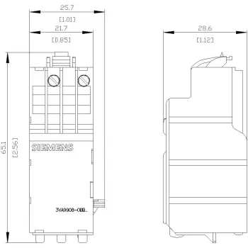 SIEMENS Εκλυτής υποτάσης 208-230V AC 50/60 Hz για διακόπτη ισχύος 3VA (3VA99080BB25)
