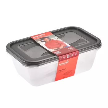 keeeper fredo fresh Σετ δοχείων αποθήκευσης τροφίμων, 2 x 3,3 L, ορθογώνια, διάφανα με γκρι καπάκια 3068082700000