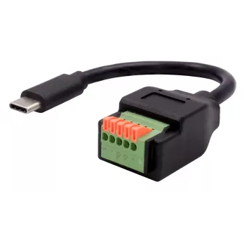 EXSYS καλώδιο προσαρμογέα USB-C αρσενικό σε 5-Pin Terminal Block με μπουτόν, USB 2.0, 15 cm EX-49123