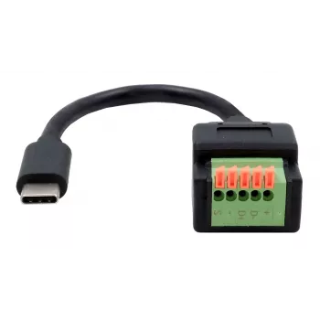 EXSYS καλώδιο προσαρμογέα USB-C αρσενικό σε 5-Pin Terminal Block με μπουτόν, USB 2.0, 15 cm EX-49123