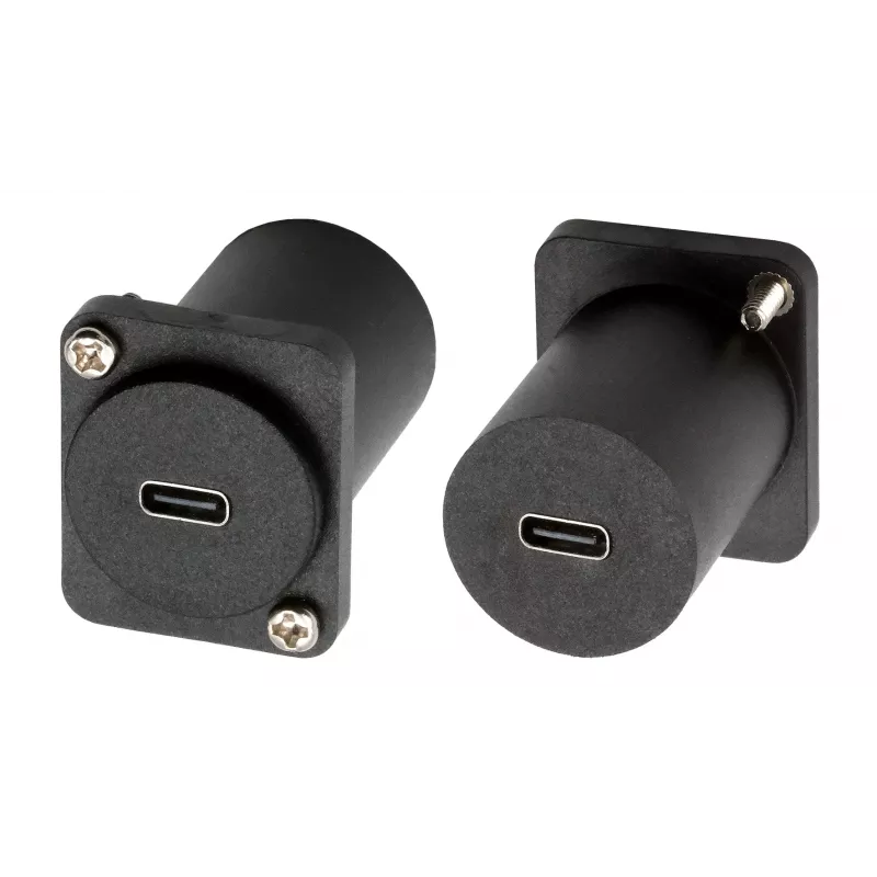 EXSYS D-Typ USB-C υποδοχή θηλυκή σε υποδοχή θηλυκή αντάπτορας, USB 3.2 Gen 1, τοποθέτηση σε πάνελ, μαύρο (EX-49158)